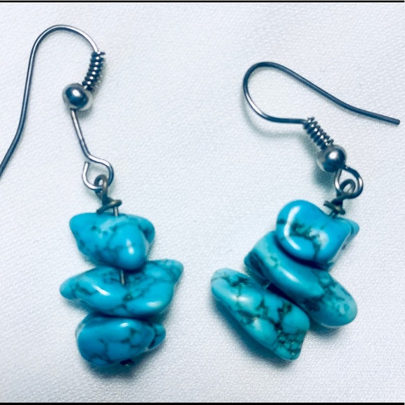 3 Sets of Handmade Turquoise Vintage Earrings - Picture 4 of 4